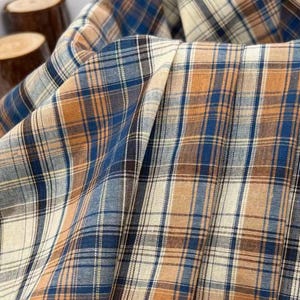 Classic Retro Style Blue Plaid Fabric for Blouse, Shirts, Dress, Skirts, Tablecloth, Sofa Cover, Hair Bands, Headbands, Garments Sewing