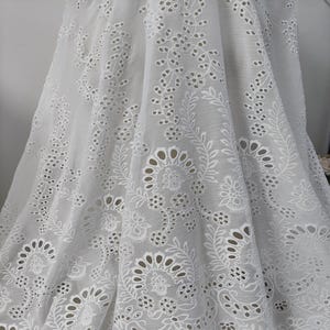 Elegant Eyelets Flower Embroidery Chiffon Fabric for Wedding Dress, Outfits, Cocktail Dresses, Wedding Decor, Tops Sewing Lace Fabrics