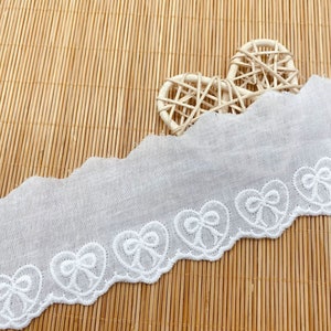Pizzo di cotone smerlato, grazioso fiocco a forma di cuore ricamato, decorazione per veli di abiti da sposa, orlo di gonne, accessori per cucire e artigianato di indumenti