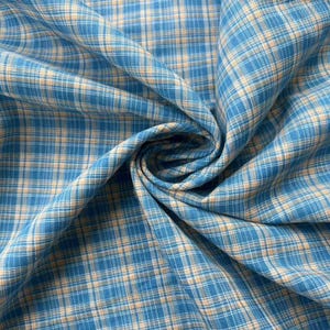 Simple Chic Blue Plaid Fabric for Shirts, Blouse, Dress, Skirts, Doll Dress, Tablecloth, Piano Cover, Headpiece, Crafts Garments Sewing DIY