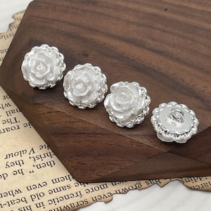 50 Stück 15 mm schöne Mental Perle Knopf, süße Rose Blume Knöpfe, Jacken Bluse Knopf, Puppen Kleid Tops Knöpfe, Handwerk Kleidung nähen