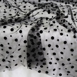 Large Small Polka Dots Tulle Fabric,  Flocking Dots Tulle for Wedding Dress, Birthday Dress, Tutu Dress, Party Decor, Girls Dress, Veils