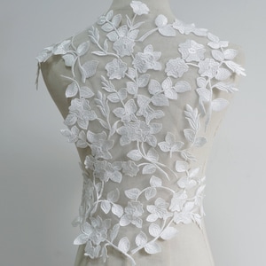 Delicate Floral Embroidery Lace Appliques, Flower Leaf Lace Applique for Wedding Dress, Evening Dress, Costumes, Garments, Crafts Sewing