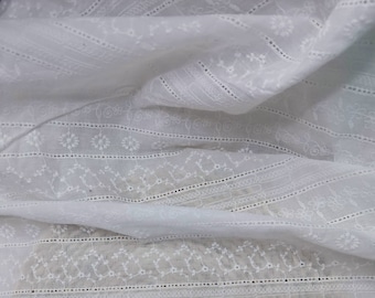 Eyelet Cotton Fabric, Embroidered Floral Hollow-out Cotton Fabric, Dress Fabric, Clothing Fabric, Fabric By the Yard