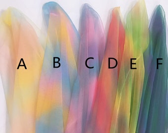 Dream rainbow tulle fabric, tulle mesh lace fabric with gradient colors, Illusion nylon tulle fabric for tutu dress, bridal veil, decoration