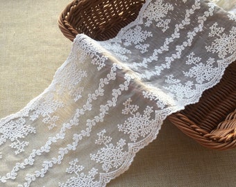 Tulle Embroidery Lace Trim Floral Embroidered Mesh Lace Bridal Lace Doll Laces Wedding Dress Lace Accessories by 1 yard