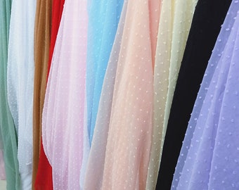Soft Chiffon Fabric, Polka Dot Fabric, Points Dotted Chiffon Lace Fabric for Wedding Dress, Haute Couture, Blouse, Skirts, By 1 Yard