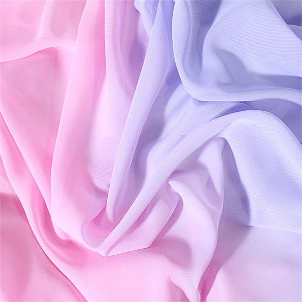 Ombre Chiffon Fabric, Soft Chiffon Fabric for Rainbow Dress, Gown, Maxi Dress, Spring Summer Skirt, By Yard