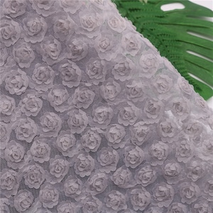 10 Colors 3D Floral Fabric, Rose Bouquet Fabric on Mesh, 3D Rosette Mesh Fabric for Bridal Dress, Wedding Decor, Photo Prop