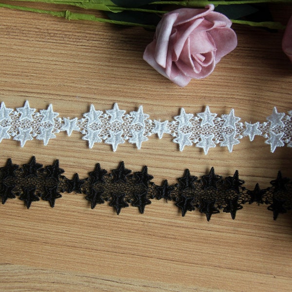 Star Lace Trim, Guipure Hollowed Star Embroidered Lace Trim for Doll Dress, Girl Dress, Costume Design, Prom Gown