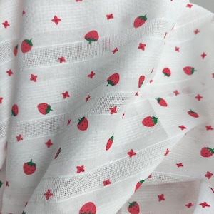 Cute Red Dots Strawberry Cotton Fabric for Dress, Blouse, Skirts, Doll, Headbands, Sofa Cover, Tablecloth, Crafts Sewing Fabrics by the Yard