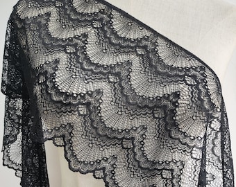 Black Scallop Lace Trim, Soft hollow-out stretchy Lace Trim for Dress, Blouses, Curtains, Costumes, Crafts, Clothing Decor, Accessories