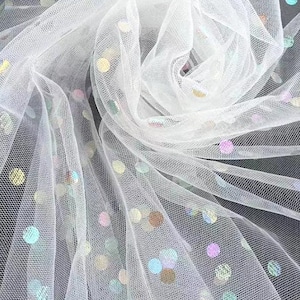 Colorful Polka Dot Tulle Fabric, Cute Dots Lace Fabric for Wedding Dress, Bridal Veils, Costumes, Party Decor, Dress, Skirts, Doll, Sewing