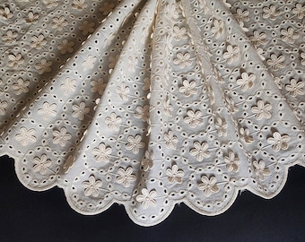 Jolie petite fleur festonnée en dentelle de coton, 1 mètre, bordure en coton floral à oeillets pour robe, jupes, nappes, vêtements, travaux manuels de couture