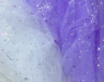 Fairy Starry Soft Tulle, Cute Glitter Stars Tulle Fabric for TUTU Dress, Birthday Dress, Party Gown, Skirt, Costume Design, Party Decoration