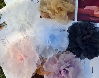 Fairy flower dress applique, tulle flower applique, 3d floral dress decor, wedding dress accessories, head flowers applique patch sewing DIY