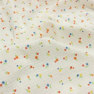 Cute double-layer gauze cotton fabric, Colorful Flower print cotton fabric for romper, blankets, home wear, nightclothes, sweat towel crafts