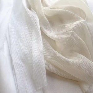 Soft Pleated Chiffon Fabric, Light Weight Slim Ruffle Chiffon Lace Fabric for Simple Wedding Dress, Tops, Home Decor, Fabric by the Yard
