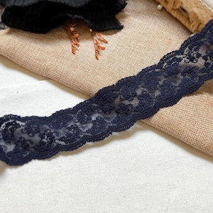 Marineblauer Baumwollbesatz, Spitzenborte mit gewellter Spitze, Bogenkante Tüllborte für Puppenkleid, Schleier, Strumpfband, Notebook, Stirnbänder