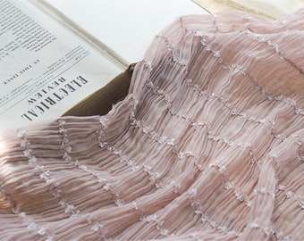 Cupcake dress Lace Top 1 yard Soft Pleated Chiffon lace Fabric Party Dress Striped Sequin Ruffled fabric For Spring Dress Wedding Dress
