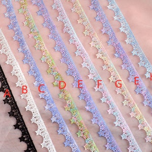 Dreamy colorful lace trim, star lace trim, lolita style lace trim for diy dress, lace garter, bridal sashes, doll dress