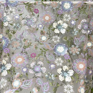 Exquisite Pailletten Blume bestickt Stoff, Mode Pailletten Stoff für Ballkleid, Partykleid, Abendkleid, Kostüme, Kleidung nähen