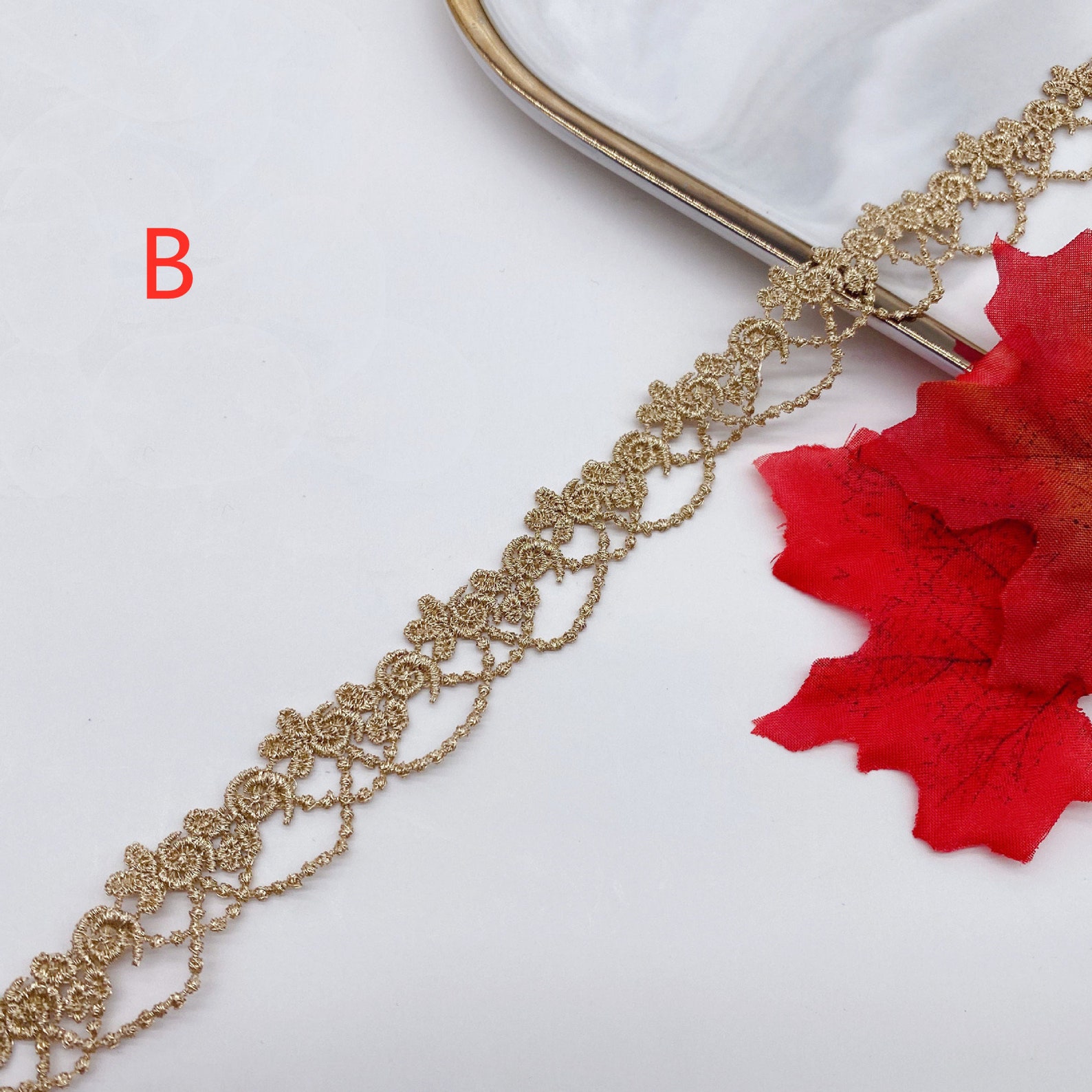 9 Yards Gold Lace Trim Narrow Lace Crown Lace Trim Crochet Etsy