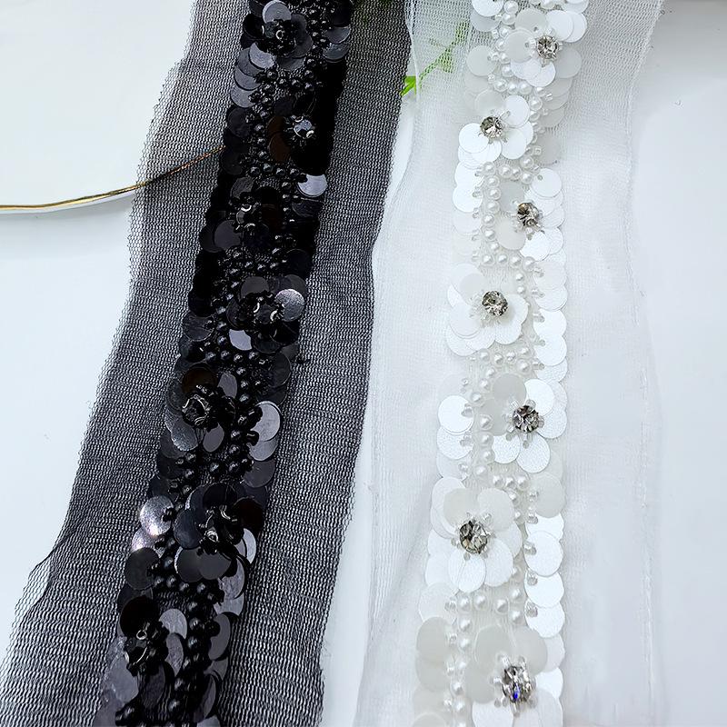 Black and White Sequin Dress Belt - Etsy display picture 3