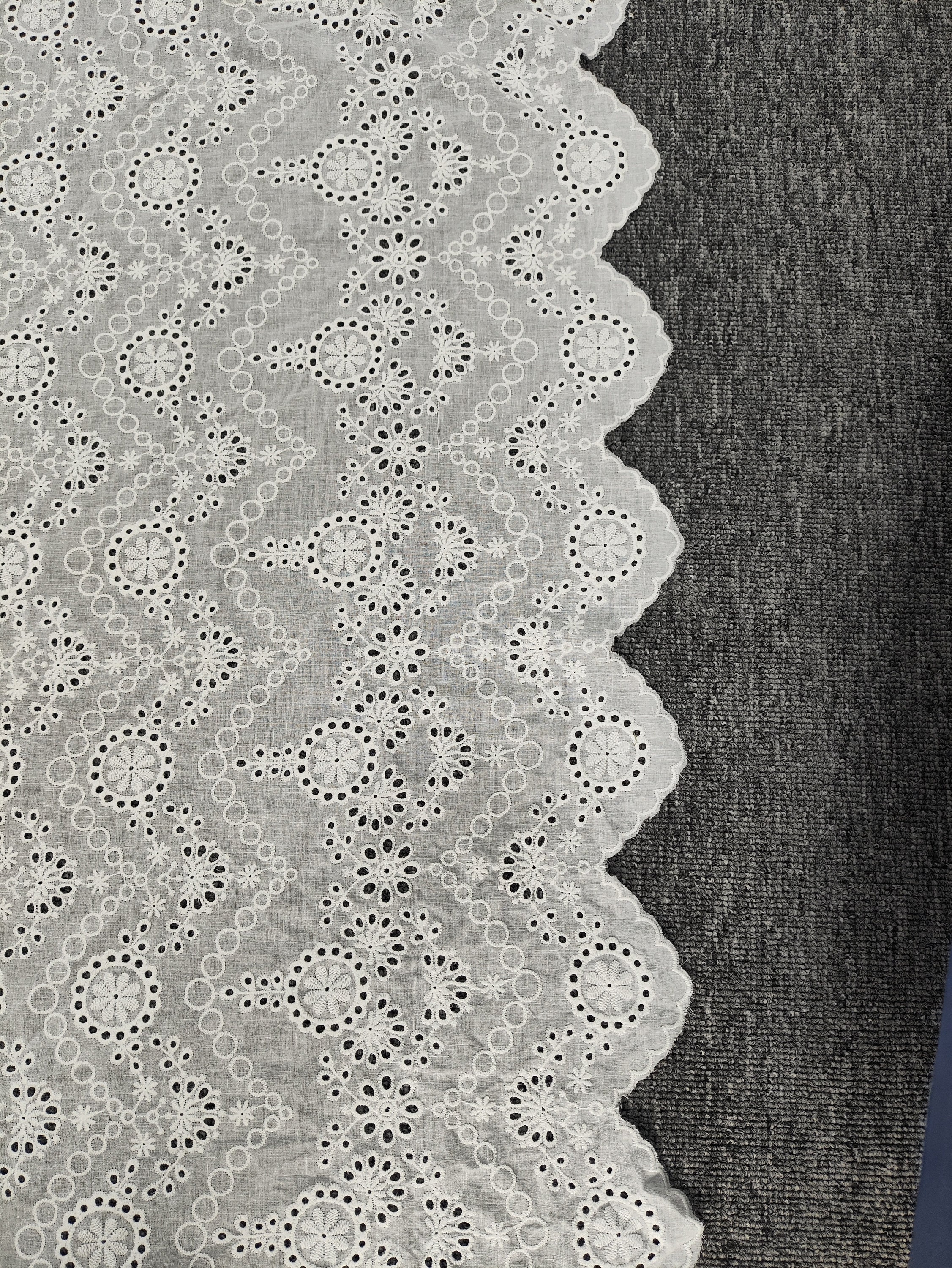 Tessuto Pizzo Pizzo Con Occhielli SEWDIYTR - Cotone Ricamato Vintage 14cm X 2,7m Sewdiytr Cucito - Foto 8