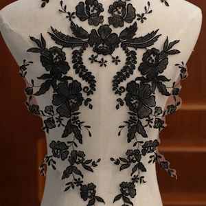 Retro Lace Applique, Cotton Applique, Lace Applique In Ivory/Black, Embroidery Net Lace Fabric, Sell By One Piece