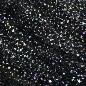 Tela de encaje con estrellas pequeñas, tela de encaje de malla de tul con estrellas ombré estampadas para vestidos de fiesta, vestidos de tutú, vestidos de noche, vestidos de baile y decoración del hogar