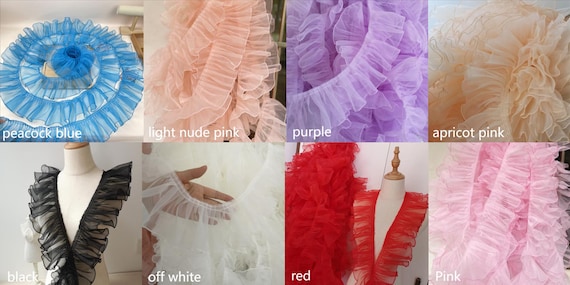 Single Ruffle Lace Trim, Ruffle Organza Lace Trim, Pleated Lace