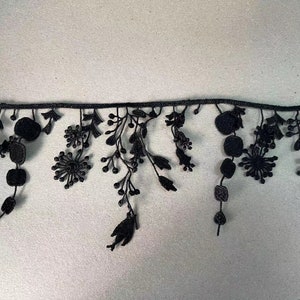 Vintage Blumen Venedig Stickerei Quaste Spitzenbesatz Fransenbesatz für DIY Handwerk, Brautzubehör, Halskette, Schärpen, Kostüm