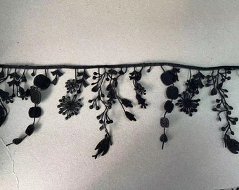Vintage Floral Venice Embroidery Tassel Lace Trim Fringe Trimming for DIY Crafts, Bridal Suppies, Necklace, Sashes, Costume