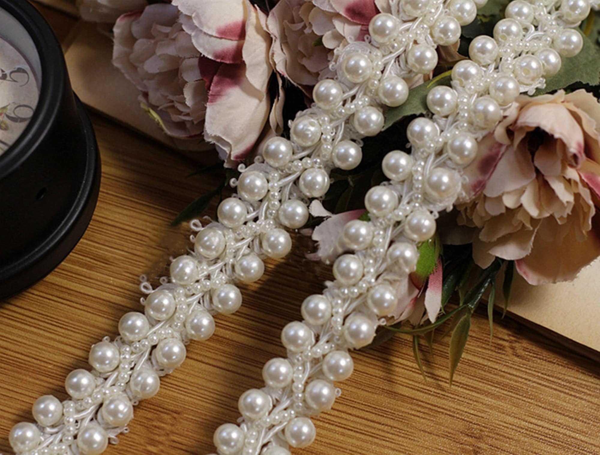 Beaded Lace Trim in Ivory Pearl Beaded Lace Trim Beading Etsy