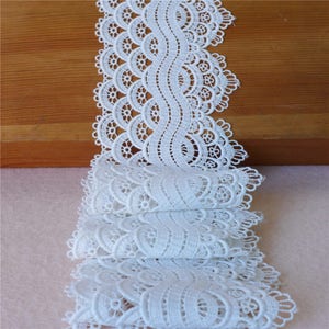 3.1" Wide White Venice/Venise Lace Trim, Hollowed Out Scalloped Lace Fabric Trim For Sewing Craft, Home Decor