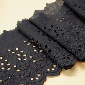 Cotton Lace, Ribbon Slot Lace, Ribbon Slot Cotton Lace, Cream Black Lace,  Fashion Lace 