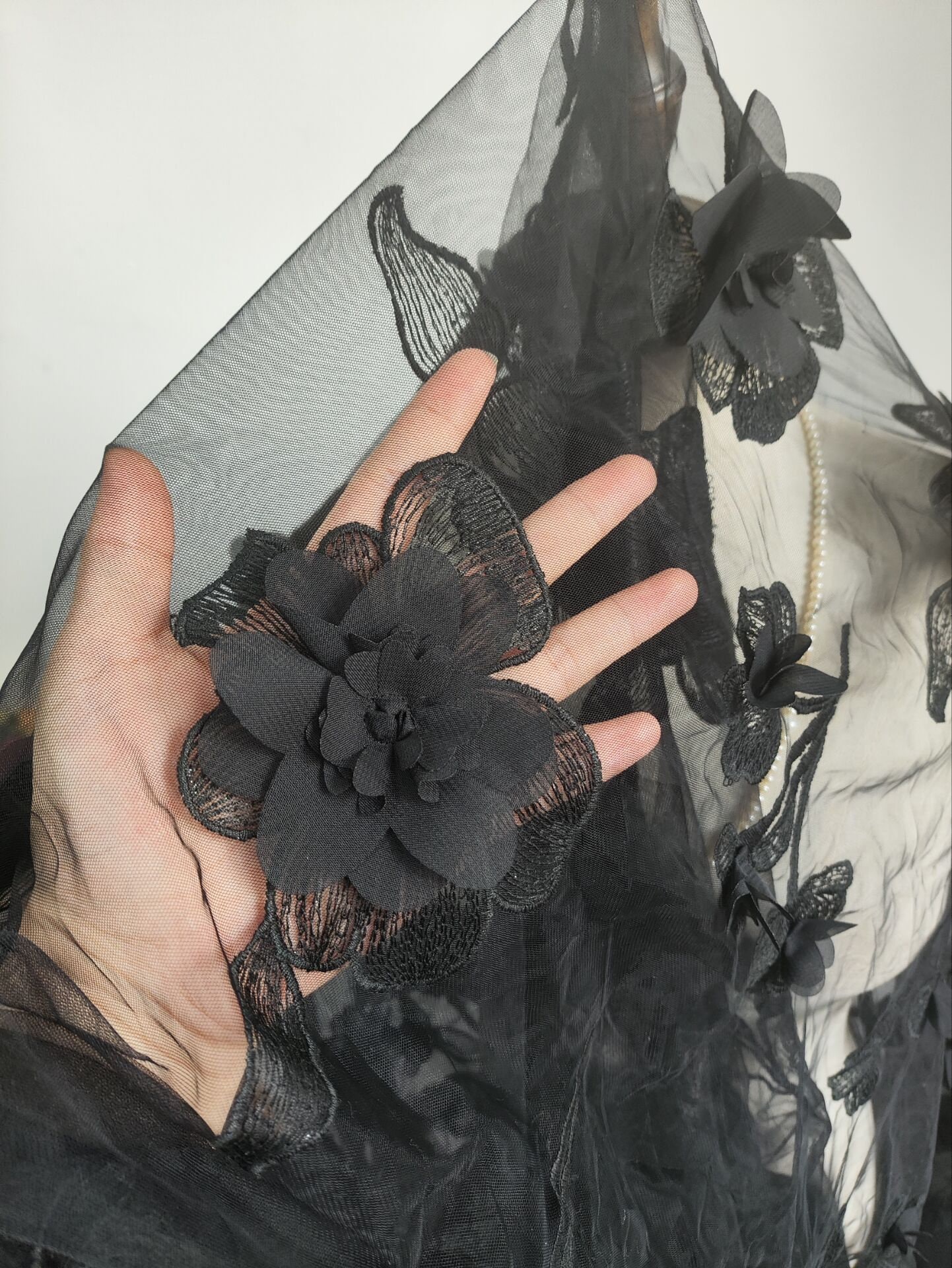 3 Stück Schwarze Spitze Rose Applikationen – Zum Aufnähen Auf Kleider, Jacken, Taschen