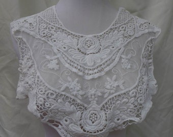 vintage lace collar off white embroidery lace collar applique one piece