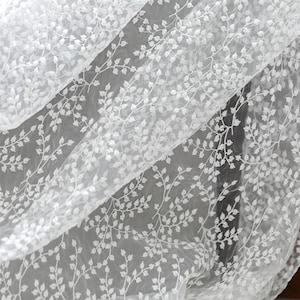 Off white Lace Fabric, Small Flower Branch Embroidery Lace Fabric, Organza Embroidered Fabric for Party Dress Wedding Gown By 1 yard