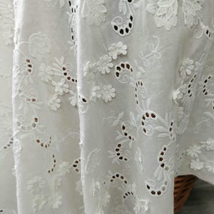 Lovely 3D Flower Cotton Fabric, Embroidered Floral Fabric for Bridal Dress, Wedding, Cotton Dress, Lace Curtains, Clothing Fabric by Yard