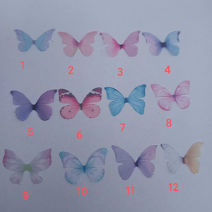 One pack 100 pcs Butterfly Patch, Ombre Colorful Butterfly Patch, Butterfly Applique for Dress Decor, Headpiece, Bridal Accessories, Gown