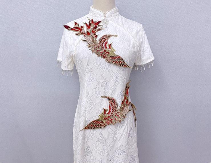 Embroidery Cloth Patch Set - Phoenix Bird & Magnolia Flower Appliques For DIY Sewing