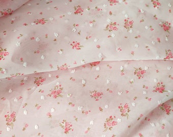 Floral Chiffon Fabric, Polka Dots Flower Chiffon Fabric for Spring Summer Dress, Blouses, Home Decor, Garment Sewing Fabirc by the Yard