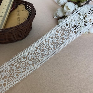Wedding Bridal Dress Edge Trim In White, Floral Lace Trim For Craft Sewing, Hollowed Out Lace Fabric