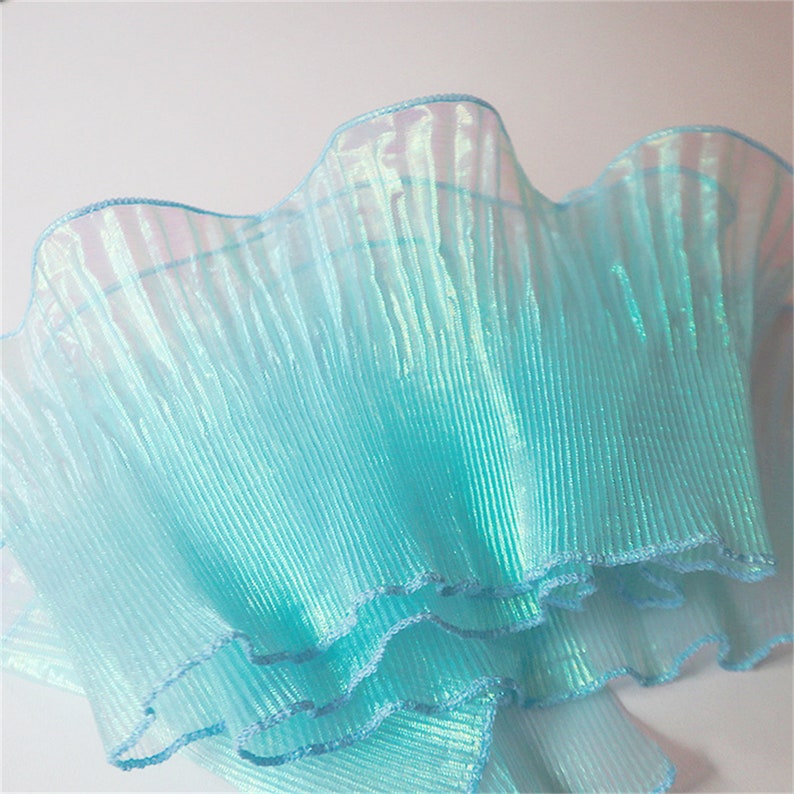 2 Yards, 5 Colors, Chic Laser Wide Ruffle Trim, 3D Iridescent Lotus ...