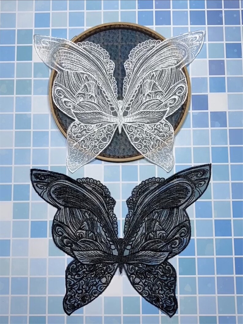 Butterfly Applique Butterfly Embroidery Lace Applique Etsy