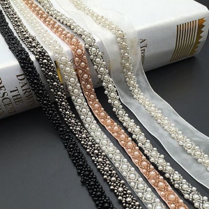Deluxe Beaded Lace Trim, Elegant Sashes Beaded Trim, Bridal Lace Trim, Wedding Dress Trim, Hairband Trim, Skirt Edge, Gowns Bottoming