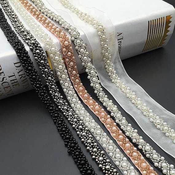 Deluxe Beaded Lace Trim Elegant Sashes Beaded Trim Bridal Lace Trim Wedding Dress Trim Hairband Trim Skirt Edge Gowns Bottoming Etsy