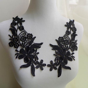 Black Applique, Venice Lace Applique, Embroidered Lace Applique